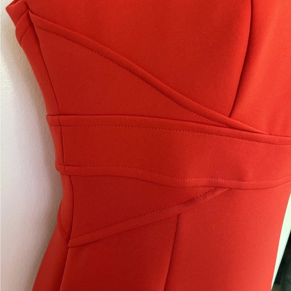 MAGGY LONDON SLEEVELESS BRIGHT RED DRESS SCOOPNECK BACK EXPOSED GOLD ZIPPER SZ 8 - Picture 3 of 11